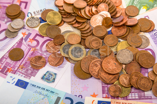 Stock photo: Money euro coins and banknotes