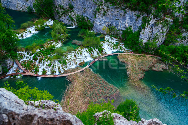 Stock photo: Boardwalk in the park Plitvice lakes