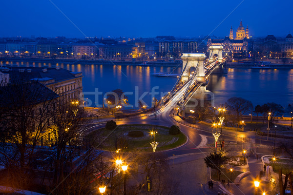 The Chain Bridge in Budapes Stock photo © Fesus