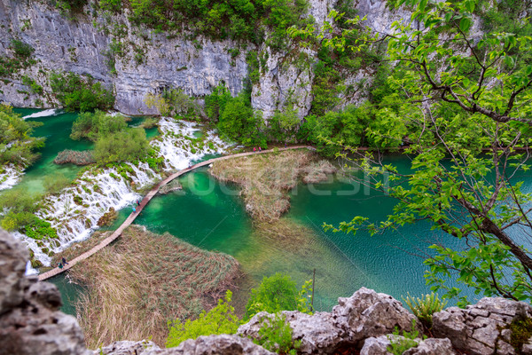 Boardwalk in the park Plitvice lakes Stock photo © Fesus