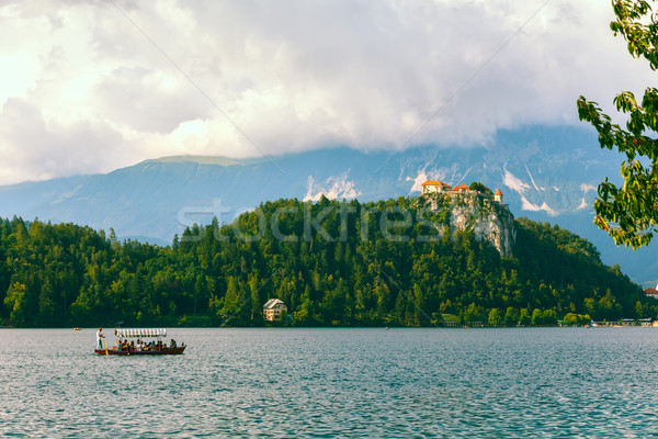 Traditional Pletna boats by the Lake Bled Stock photo © Fesus