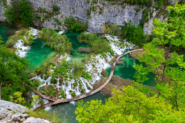 Boardwalk in the park Plitvice lakes Stock photo © Fesus