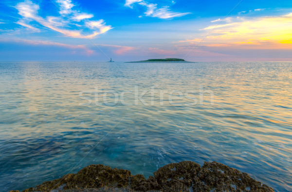 Világítótorony viharos tenger Horvátország kép gyártmány Stock fotó © Fesus