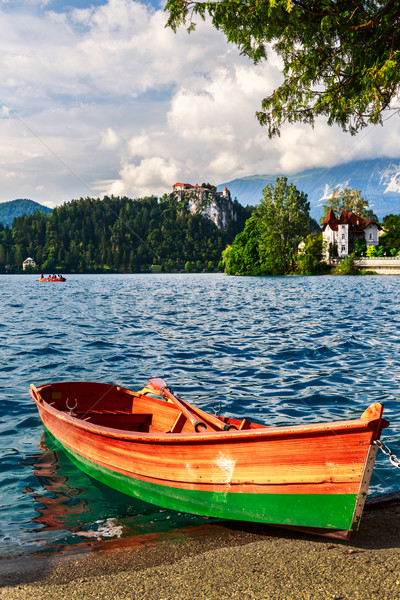 Boats at the pier of Lake Bled Stock photo © Fesus