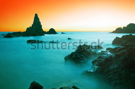 Sunset on the coast of the natural park of Cabo de Gata Stock photo © Fesus
