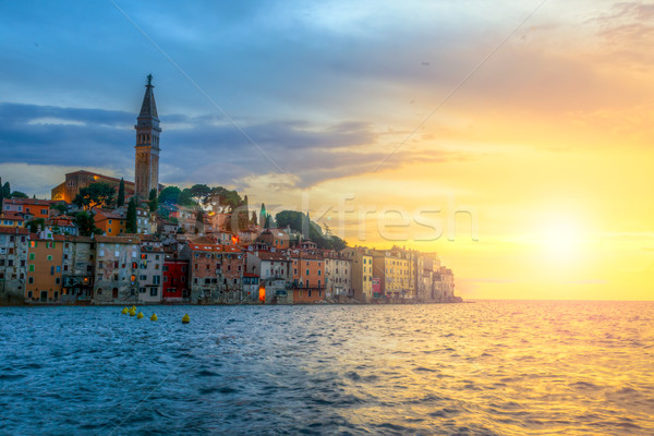 Rovinj old town at night in Adriatic sea Stock photo © Fesus