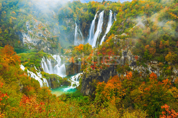 Autum colors and waterfalls of Plitvice National Park Stock photo © Fesus