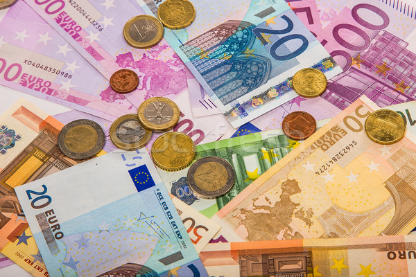 Сток-фото: деньги · евро · монетами · фон · металл