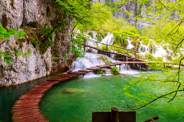 Wooden path in National Park in Plitvice Stock photo © Fesus