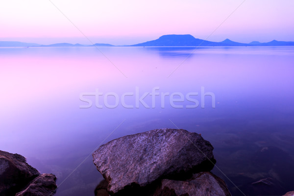 Güzel gün batımı göl Balaton renk stil Stok fotoğraf © Fesus