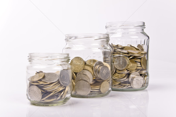 Jar pièces affaires argent métal bouteille [[stock_photo]] © Fesus