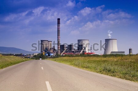 Kömür elektrik santralı gökyüzü inşaat mavi endüstriyel Stok fotoğraf © Fesus