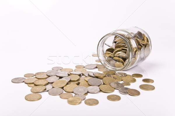 банку монетами бизнеса деньги металл бутылку Сток-фото © Fesus