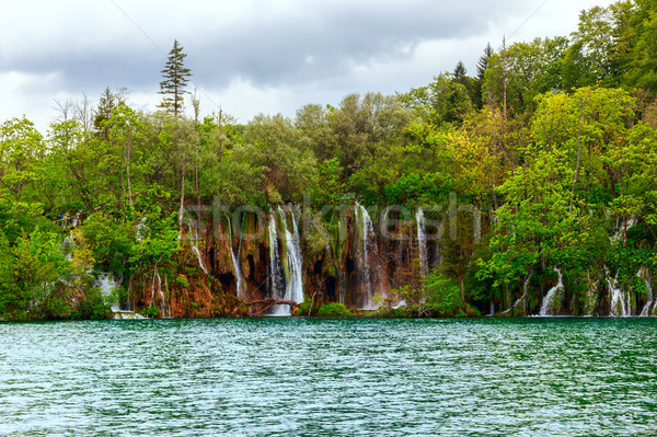 Wodospady parku Chorwacja wody drzewo lasu Zdjęcia stock © Fesus