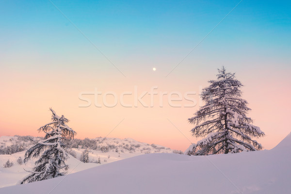 Puesta de sol invierno alpes montanas cielo Foto stock © Fesus