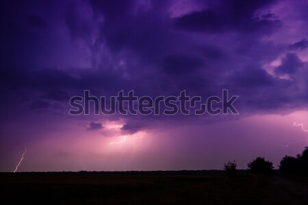 Clouds and thunder lightnings and storm Stock photo © Fesus