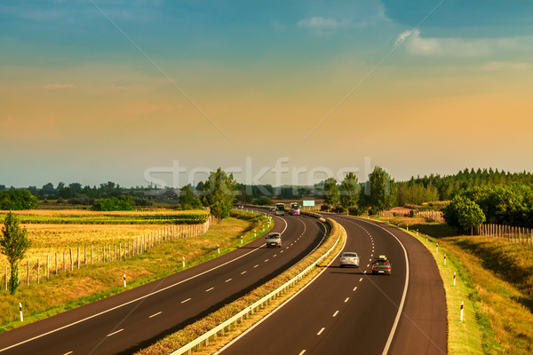 Autók száguld autópálya Magyarország üzlet égbolt Stock fotó © Fesus