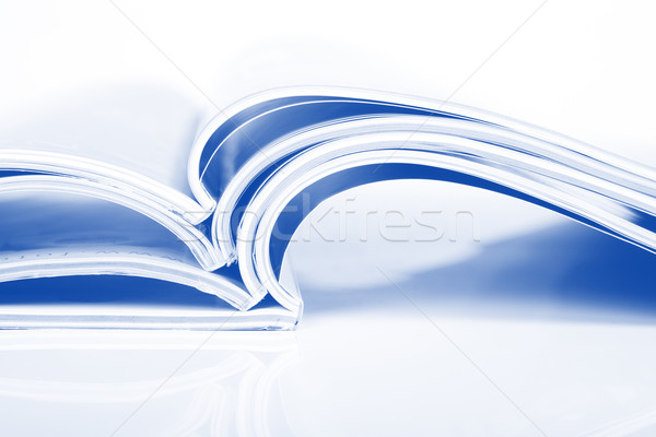 Magazinok fehér papír kommunikáció nyomtatott könyvtár Stock fotó © Fesus
