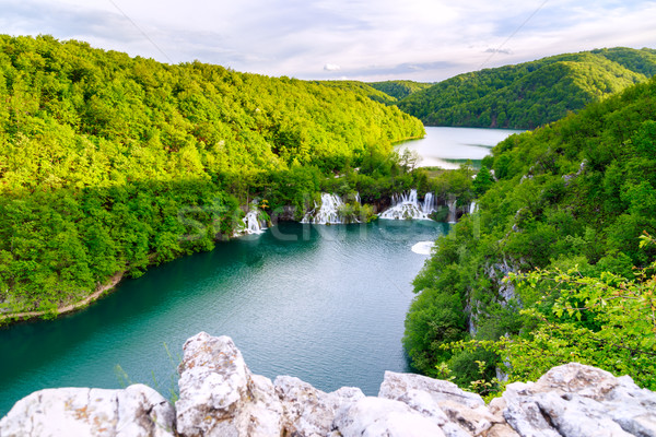 Légifelvétel park Horvátország víz fa erdő Stock fotó © Fesus
