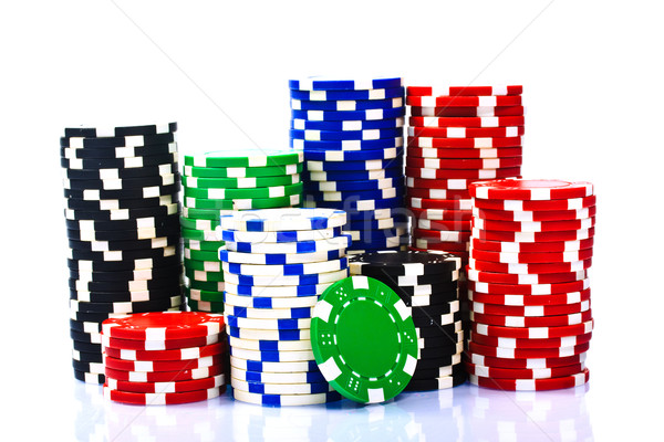 Póker zsetonok fehér pénz csoport jókedv szín Stock fotó © Fesus