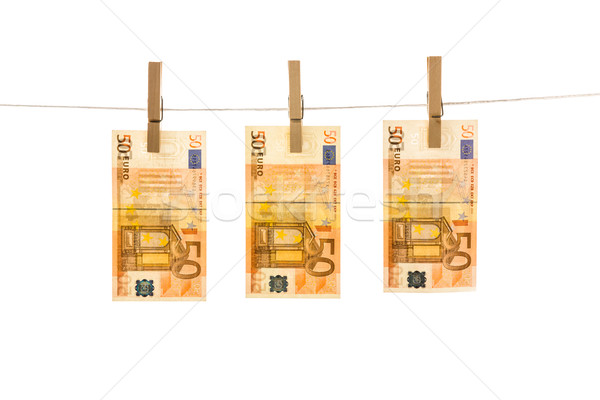 Stock fotó: Euro · pénz · ruhaszárító · izolált · fehér · üzlet