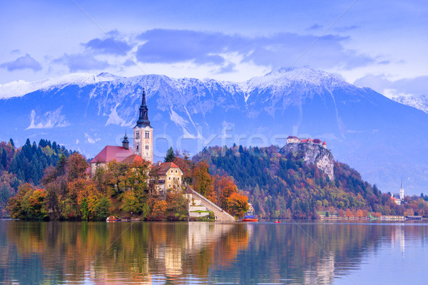 Lac Slovénie Europe île château montagnes [[stock_photo]] © Fesus