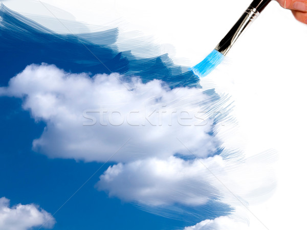 artist brush painting sky and clouds Stock photo © Fesus