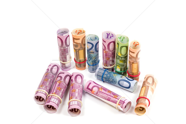 Gerollt up Euro Rechnungen Geld Papier Stock foto © Fesus