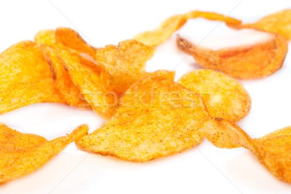 Batatas fritas branco gordura alimentação amarelo isolado Foto stock © Fesus