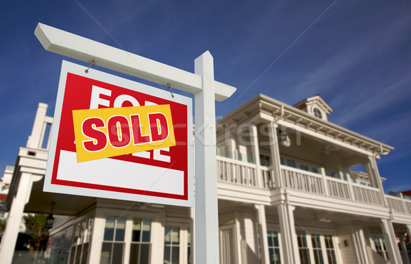 Sold Home For Sale Sign in Front of New House  Stock photo © feverpitch