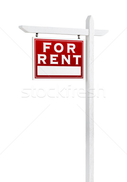 Mieten Immobilien Zeichen isoliert weiß Stock foto © feverpitch
