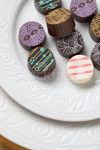 Csokoládé cukorka szervírozó tál étel Stock fotó © feverpitch