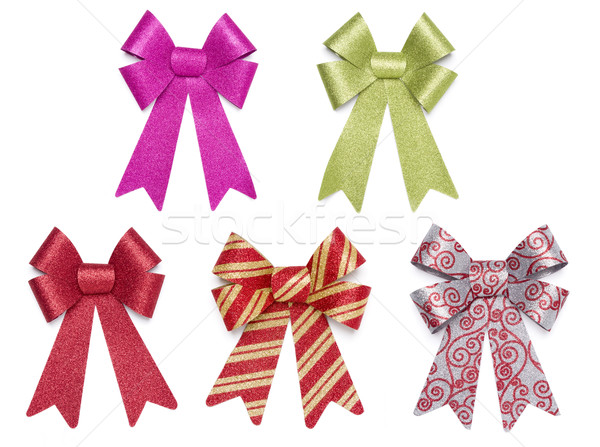 Set of Five Multicolored Glitter Bows and Ribbons Stock photo © feverpitch
