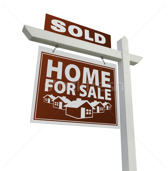 Stock photo: Red Sold Home for Sale Real Estate Sign on White