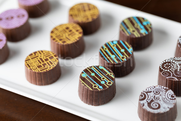 Csokoládé cukorka szervírozó tál étel doboz Stock fotó © feverpitch