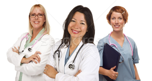 Three Female Doctors or Nurses on White Stock photo © feverpitch