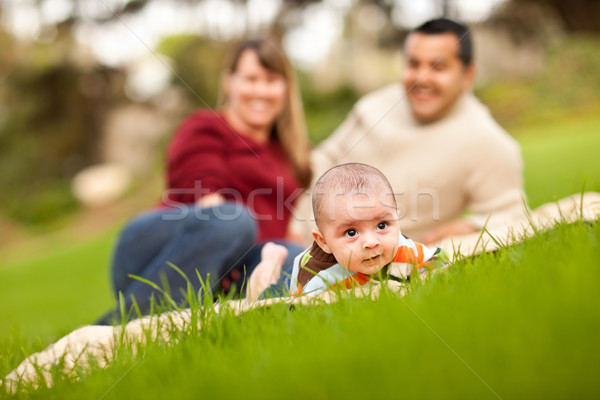 Stock fotó: Boldog · baba · fiú · félvér · szülők · játszik