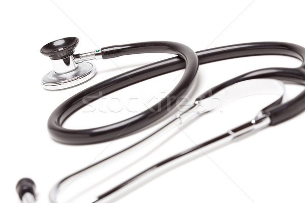 Stock foto: Schwarz · Stethoskop · isoliert · weiß · Arzt · Gesundheit