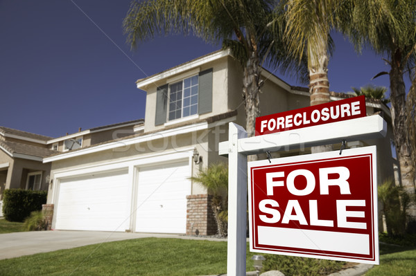 Red Foreclosure For Sale Real Estate Sign and House Stock photo © feverpitch