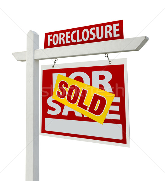 Stock foto: Verkauft · Zwangsvollstreckung · Immobilien · Zeichen · isoliert · richtig