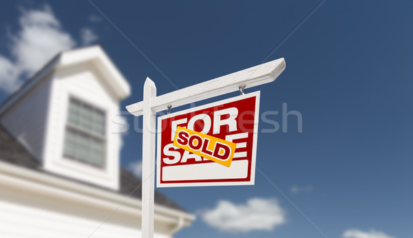 Sold Home For Sale Real Estate Sign in Front of Beautiful New Ho Stock photo © feverpitch