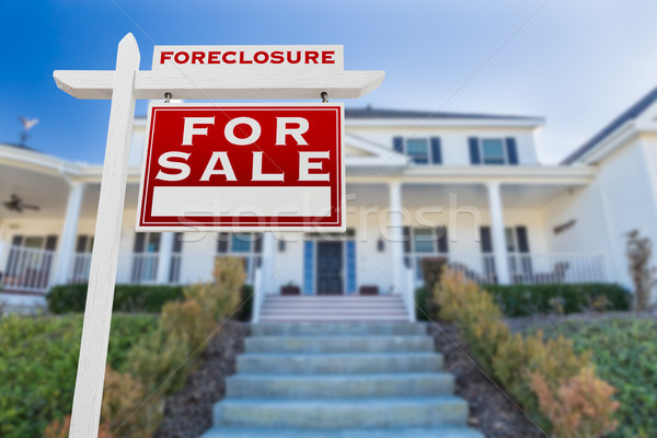 Right Facing Foreclosure For Sale Real Estate Sign in Front of H Stock photo © feverpitch