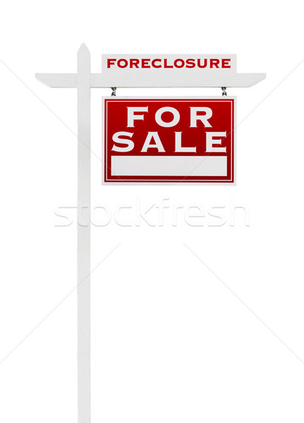 Stock photo: Right Facing Foreclosure Sold For Sale Real Estate Sign Isolated
