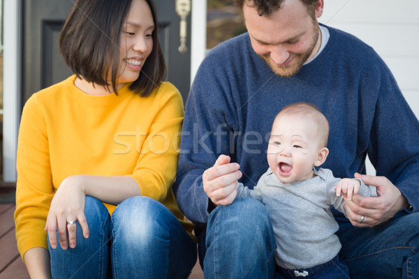 Young Mixed Race Chinese and Caucasian Family Portrait Stock photo © feverpitch