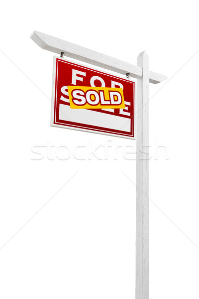 Left Facing Sold For Sale Real Estate Sign Isolated on a White B Stock photo © feverpitch