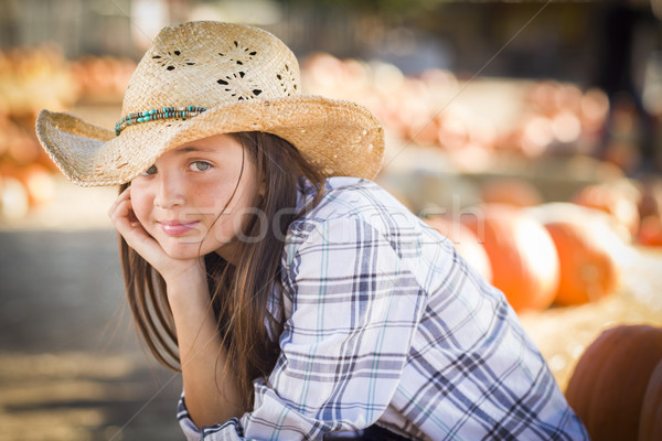 Preteen Girl Portrait at the Pumpkin Patch Stock photo © feverpitch