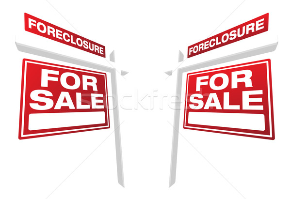 Paar Zwangsvollstreckung Verkauf Immobilien Zeichen Perspektive Stock foto © feverpitch