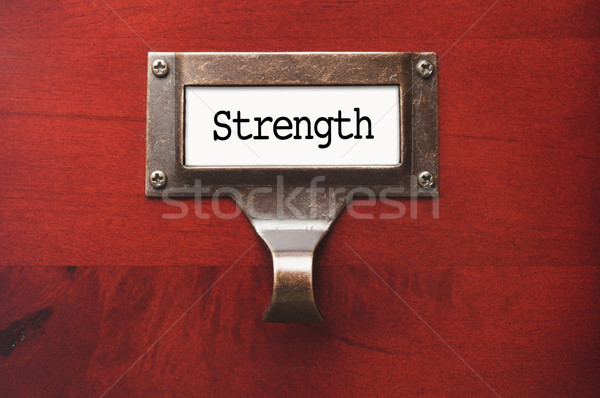 Lustrous Wooden Cabinet with Strength File Label Stock photo © feverpitch