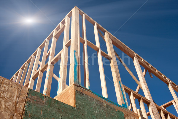 [[stock_photo]]: Construction · résumé · nouvelle · ciel · bleu · maison · bois