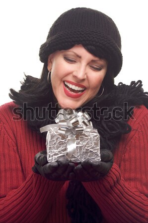 Attractive Woman Holds Gift Stock photo © feverpitch